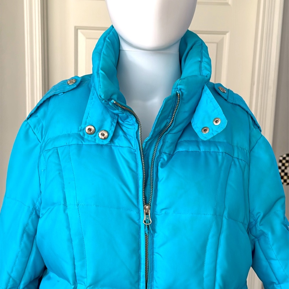 EDDIE BAUER Goose Down Turquoise Quilted  Puffer Ski Jacket w/Removable Insert-M - Picture 8 of 16
